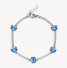 Load image into Gallery viewer, Semi-Stiff Bracelet with Clear CZ and Sapphire by Brosway
