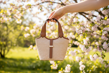 Load image into Gallery viewer, Serenity Straw Bucket Bag in Natural/Brown
