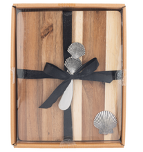 Load image into Gallery viewer, Silver Shells Rectangle Cutting Board and Spreader
