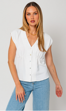 Load image into Gallery viewer, Short Sleeve V Neck Button Down Top

