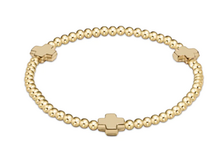 Signature Cross Gold 3MM Bead Bracelet