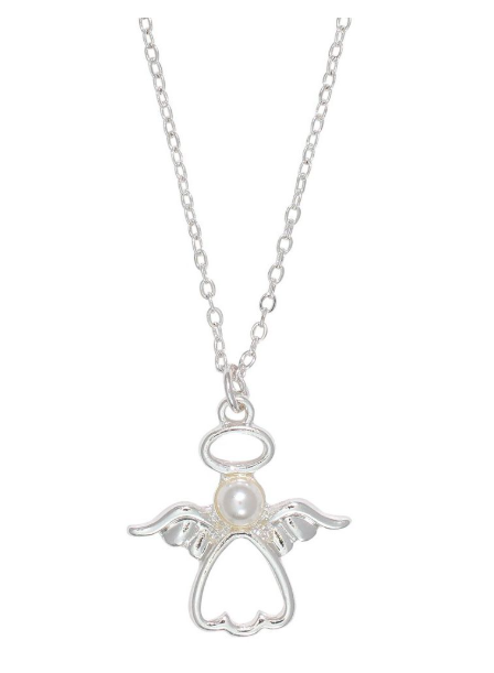 Silver Angel with Pearl Necklace