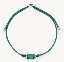 Load image into Gallery viewer, Silver Bracelet with Green Cord and Emerald CZ by Brosway
