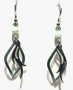 Silver Flame in Open Diamond Earrings