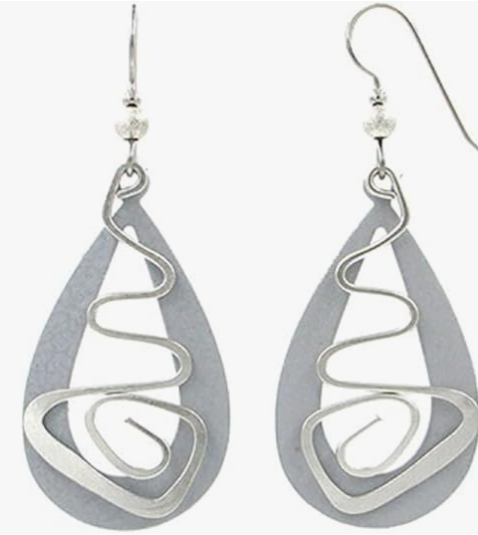 Silver Open Tear and Coil Earrings