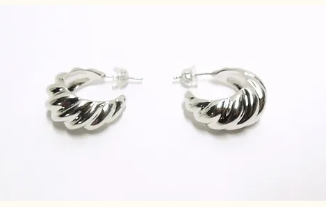 Silver Shell Hoop Earrings