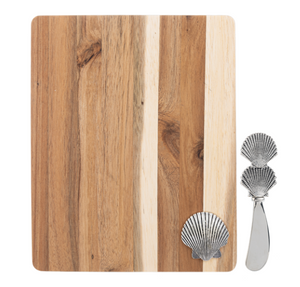 Silver Shells Rectangle Cutting Board and Spreader