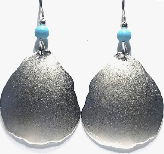 Silver Tear Drop and Bead Earrings