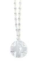 Load image into Gallery viewer, Silver Crystal Bezel Necklace w/ Matte Silver Lord's Prayer

