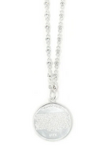 Load image into Gallery viewer, Silver Crystal Bezel Necklace w/ Matte Silver Lord's Prayer
