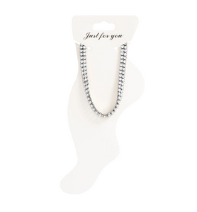 Stainless Steel Double Row Rhinestone Anklet