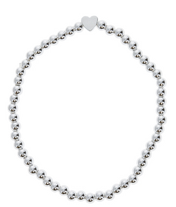 Forever In My Heart-Silver Plated Beaded Stretch Bracelet