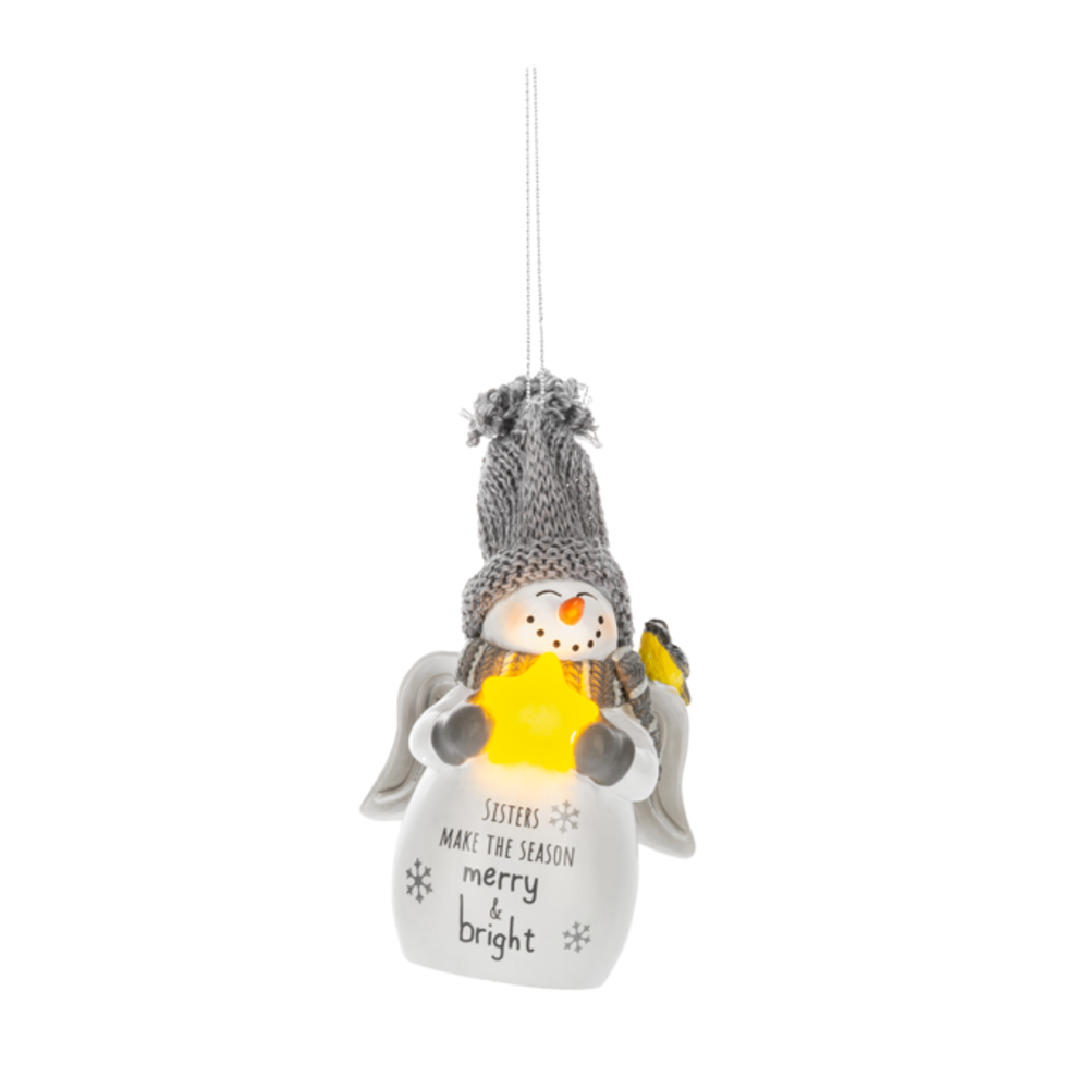 Sisters Light Up Snowman Ornament