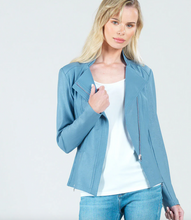 Load image into Gallery viewer, Sky Blue Liquid Leather Jacket By Clara Sunwoo
