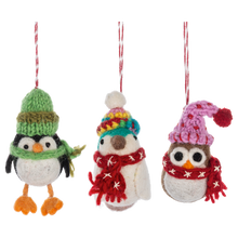 Load image into Gallery viewer, Whimsical Snowbird Wool Ornament
