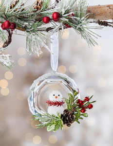 Crystal Snow Globe Snowman Ornament