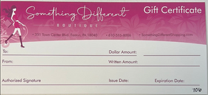 Something Different Gift Certificate