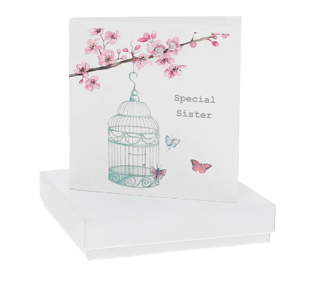 Special Sister Gift Card with CZ Earrings
