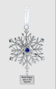 Snow Happy You're My Teacher Spinning Snowflake Ornament
