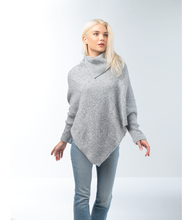 Load image into Gallery viewer, Split Neck Poncho in Gray or Beige
