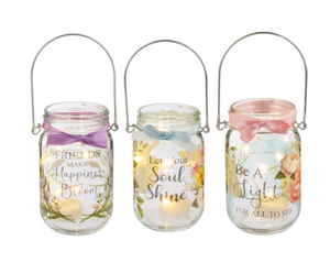 Spring Light Up Mason Jars with quote