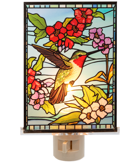 Stained Glass Hummingbird Night Light