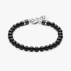 Stainless Steel Bracelet Black Enamel and Onyx Natural Stones by Brosway