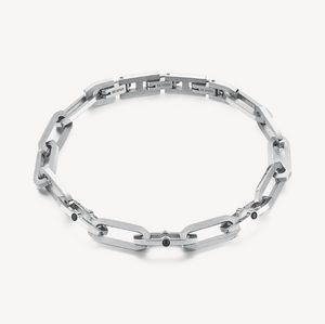Stainless Steel Chain Bracelet Satin Steel Jet Color Crystals by Brosway