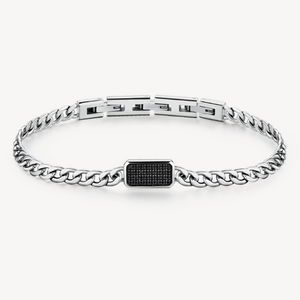 Stainless Steel Chain Bracelet with Black CZ by Brosway