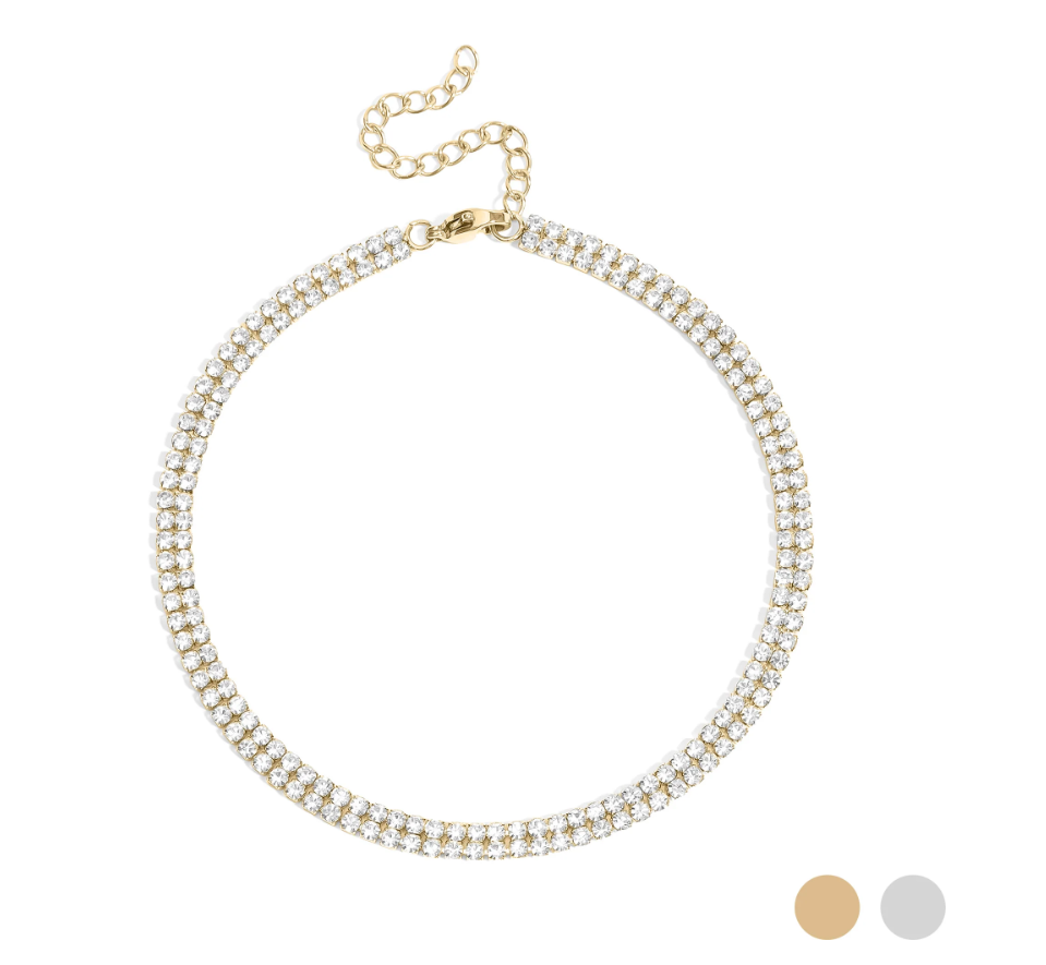 Stainless Steel Double Row Rhinestone Anklet