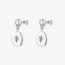 Load image into Gallery viewer, Stainless Steel Drop Earrings with Star and Clear Crystal by Brosway
