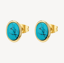 Load image into Gallery viewer, Stainless Steel Gold Earrings with Turquoise by Brosway
