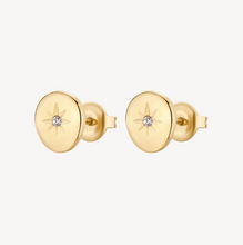 Load image into Gallery viewer, Stainless Steel Gold Plated Stud Earrings with Star and Clear Crystal by Brosway

