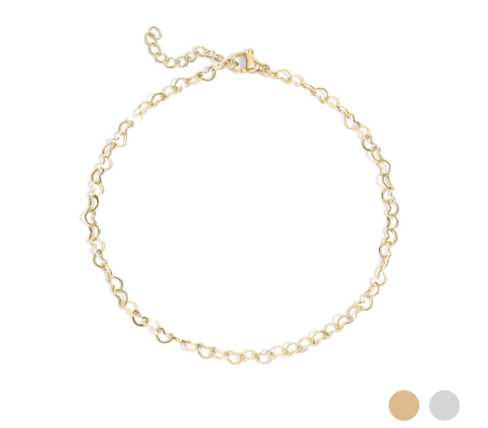 Stainless Steel Intertwined Hearts Anklet