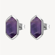 Load image into Gallery viewer, Stainless Steel Stud Earrings with Amethyst by Brosway
