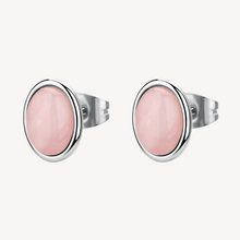 Load image into Gallery viewer, Stainless Steel Stud Earrings with Rose Quartz by Brosway
