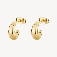 Load image into Gallery viewer, Stainless Steel gold Plated Huggie Hoop Earrings by Brosway
