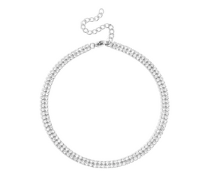 Stainless Steel Double Row Rhinestone Anklet