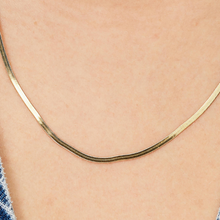 Load image into Gallery viewer, Stainless Steel Gold Long Flat Snake Chain Necklace by Brosway
