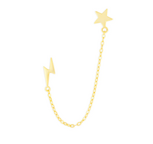 Load image into Gallery viewer, Star &amp; Lightning Chain Studs In Silver Or Gold
