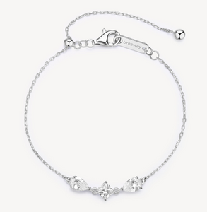 Sterling Silver Bracelet with Clear Square and Pear CZ by Brosway