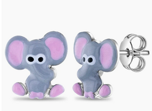 Sterling Silver Cheerful Elephant Earrings