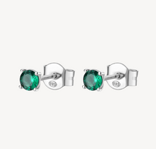 Load image into Gallery viewer, Sterling Silver Earrings with Emerald CZ by Brosway
