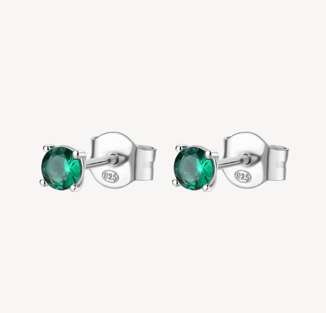 Sterling Silver Earrings with Emerald CZ by Brosway