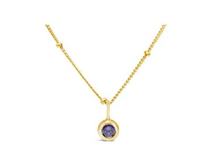 Sterling Silver Gold Plated Amethyst Necklace - February Birthstone