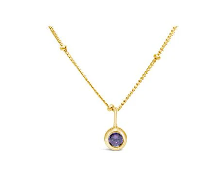 Sterling Silver Gold Plated Amethyst Necklace - February Birthstone