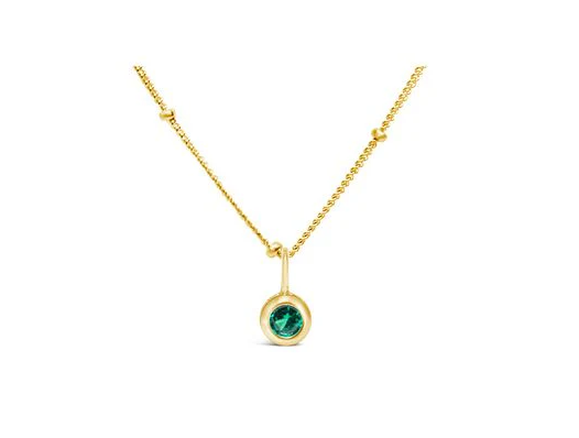 Sterling Silver Gold Plated Emerald Necklace - May Birthstone