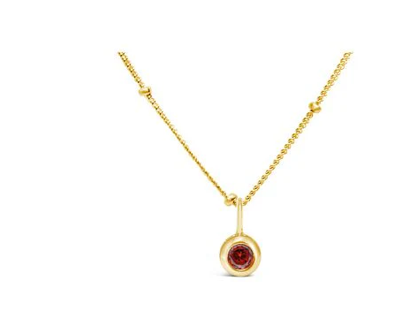 Sterling Silver Gold Plated Garnet Birthstone Necklace - January