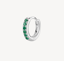 Load image into Gallery viewer, Sterling Silver Hoop Single Earring with Emerald CZ by Brosway
