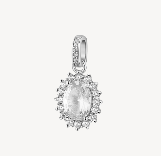 Sterling Silver Kate Pendant Oval with Clear CZ by Brosway